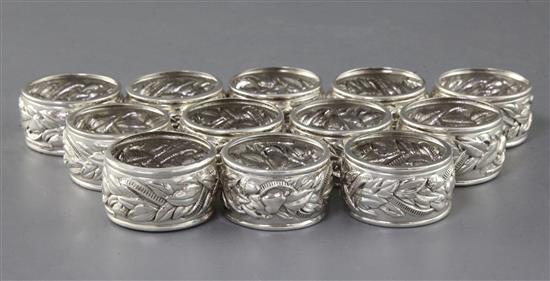 A set of twelve Tiffany & Co sterling silver napkin rings, 11.3 oz.
